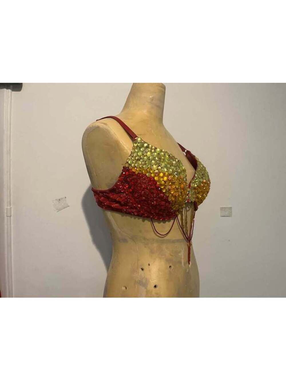 Red Rhinestone and Beaded Bra - Picture 2 of 5